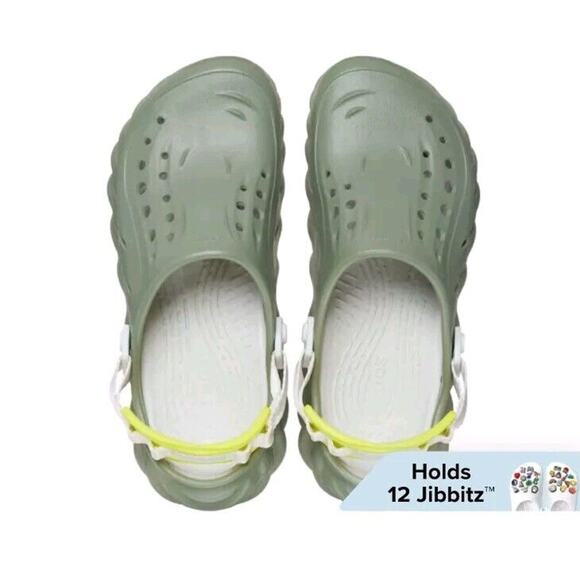 CROCS Men\'s Olive Sandals with White and Lime Accents main image 4